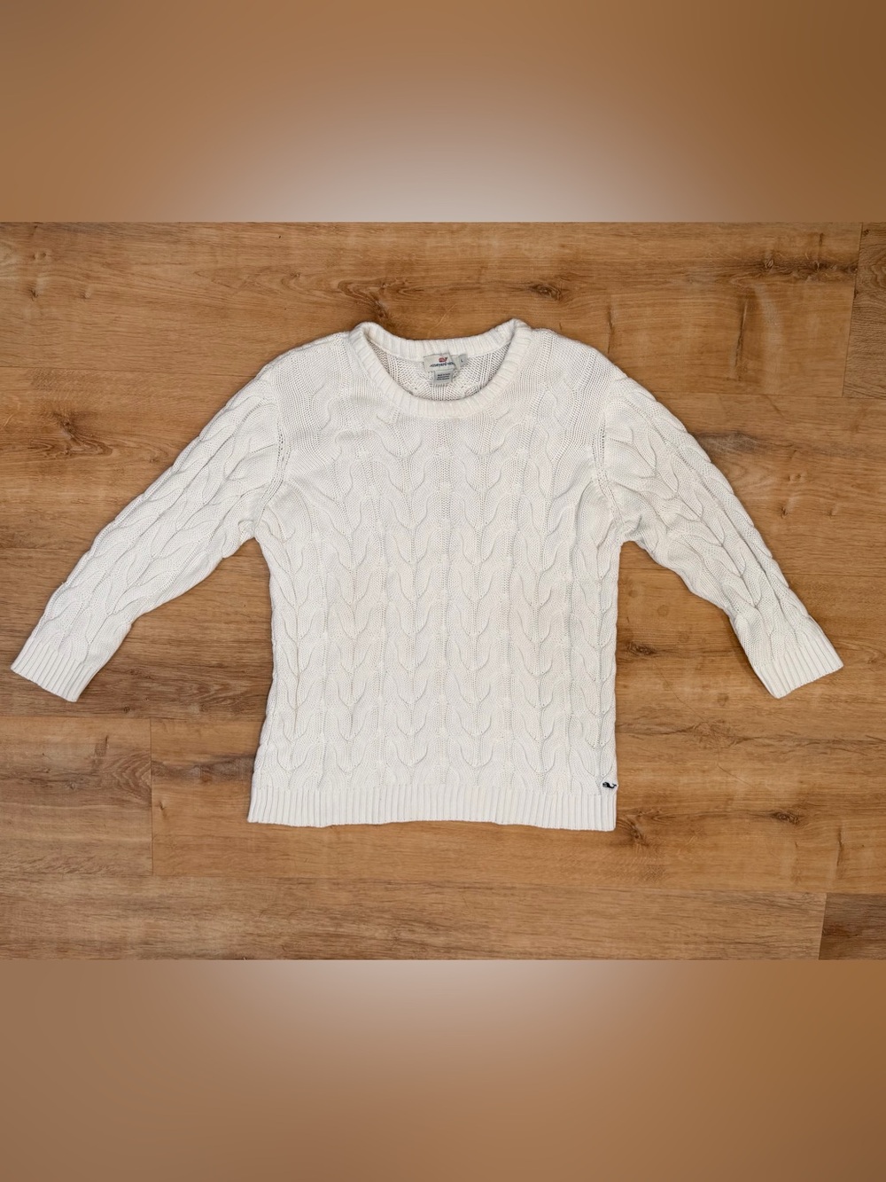 Vineyard Vines Women's Cream Cable-Knit Crew Sweater